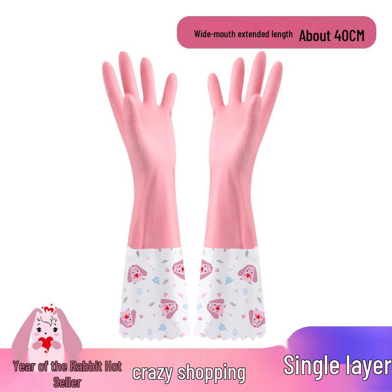 Fleece-Lined Rubber Dishwashing Gloves - Extra Thick, Waterproof, & Warm for Kitchen or Laundry Use