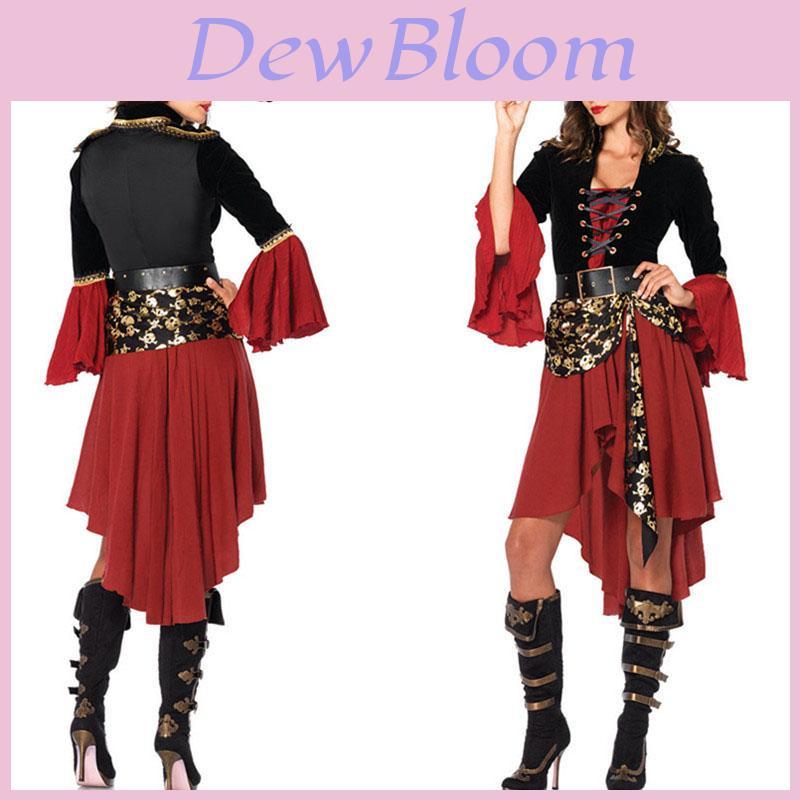 Breathable Women Adult Pirate Costume With Exquisite Workmanship For Parties