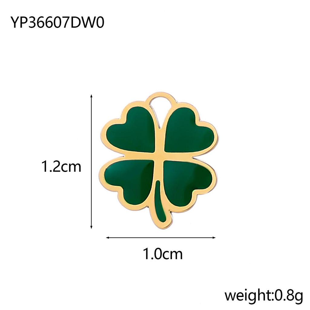 Stainless Steel Lucky Clover Zircon Pendant & Flower Connector DIY Bracelet/Necklace Accessory