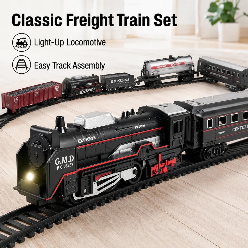 Classical Remote Control Train Toy Electric Train Set Railway Tracks Set Assemble with Light&Sound Children's Toys for Kids