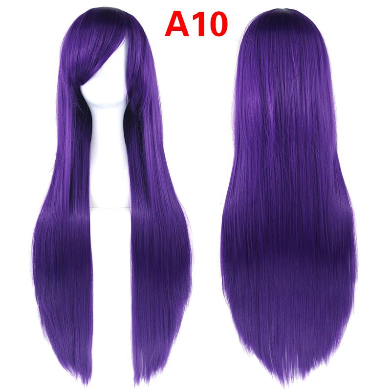 Universal Synthetic Colorful Long Straight Cosplay Wigs Natural 80Cm Hair Extensions Lolita Masquerade Party Hairstyle
