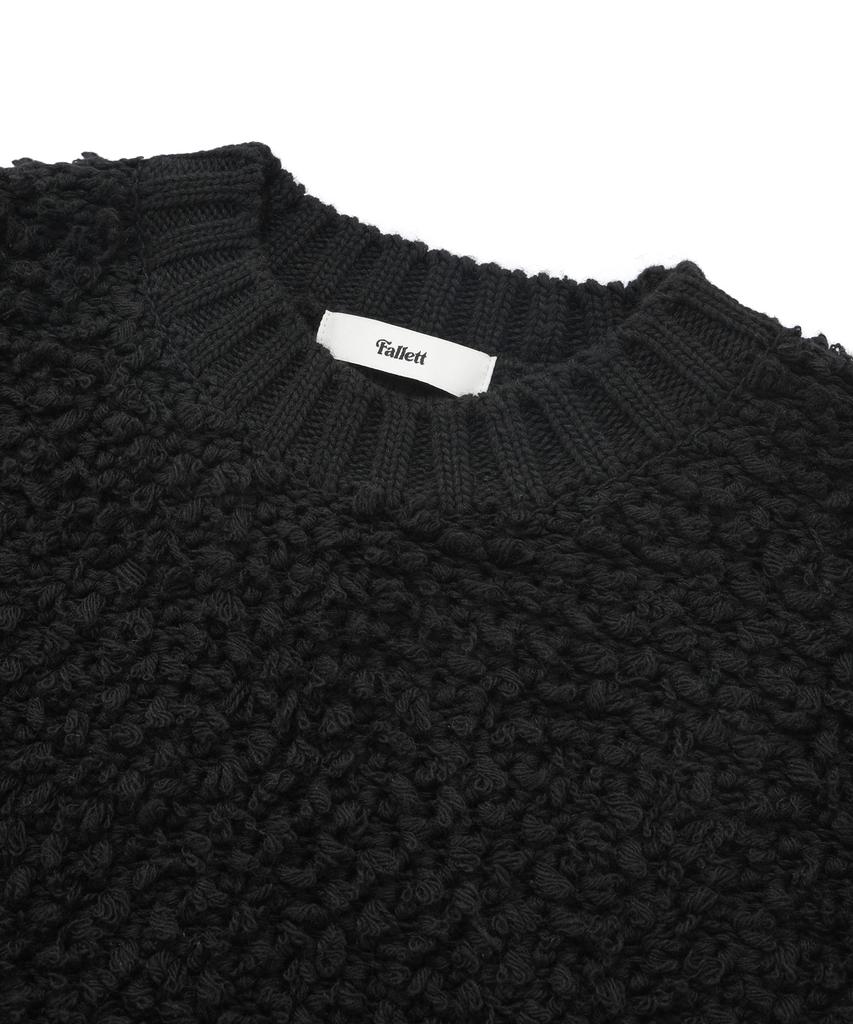 Fallett Fuzzy Hairy Knit Vest Black