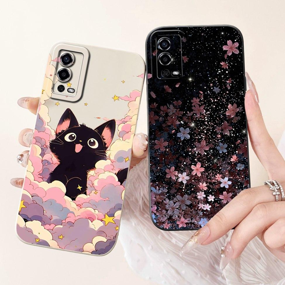 For Oppo A55 4G Case CPH2325 Silicone Cute Cat Fashion Butterfly Flowers Love Painted Cover For Oppo A55 4G Phone Case