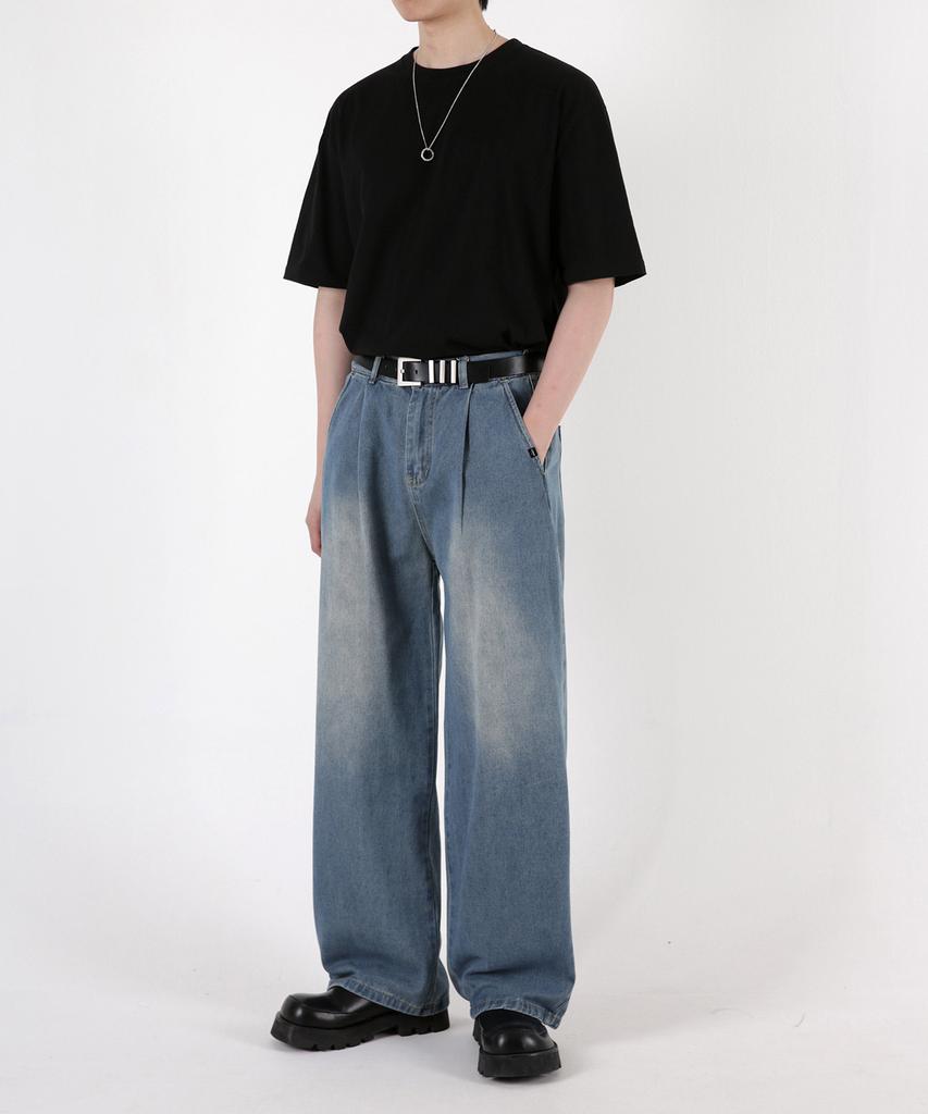 UMM One-Pleat Point Wide Half-Waist Denim Pants 4 Colors