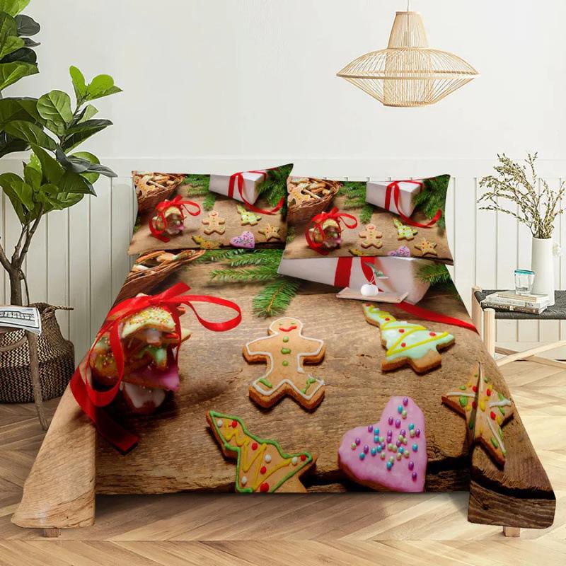 Santa Claus Three Piece Bedding Reindeer Christmas Decoration Quilt Cover