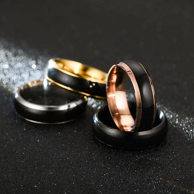 Anéis de Aço Inoxidável de 6MM que Mudam de Cor para Mulheres Humor Emoção Sentimento Anel de Temperatura Homens Casais Joias da Moda Presente