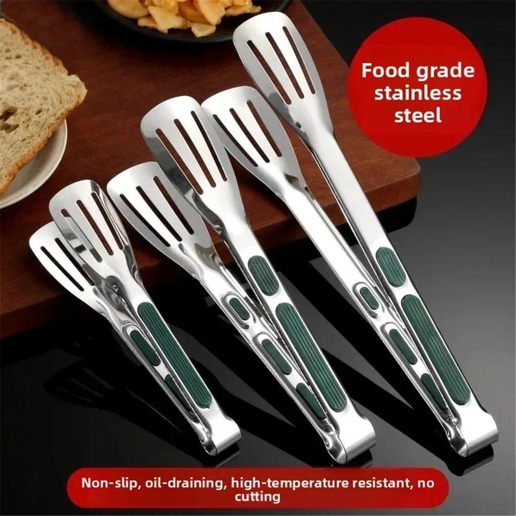 Heavy Duty Non-Slip Stainless Steel Food Tongs for Barbecue Grill Kitchen Accessory Meat Salad Bread Clip Cooking Buffet