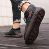 Men's High-top Casual Leather Shoes Hand-stitched Plus Size 38-50 Non-slip Soft Sole Flats with Zipper for Walking Working