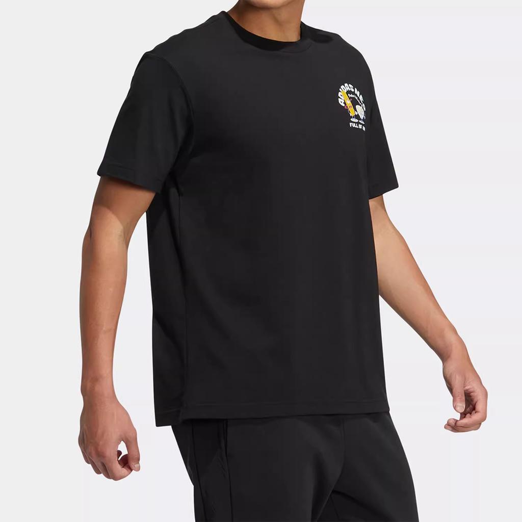 Adidas Neo Simple Sports Cartoon Pattern Letter Print Round Neck Short Sleeve T-Shirt Unisex T-Shirt Black HS6829