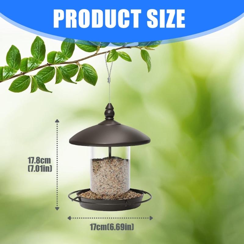 Iron Bird Feeder for Outdoor Garden Wild Bird Observation Hanging Feeder with Roof for Safe Backyard Bird Feeding Sation