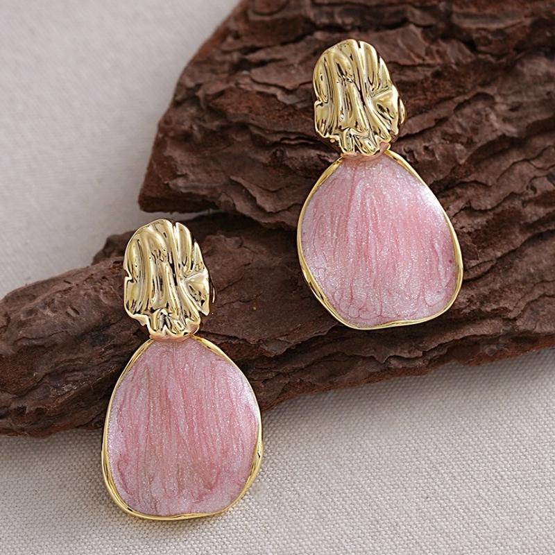 Korean Style Pink Waterdrop Stud Earrings For Women Fashion Romantic Sweet Jewelry Accessories Brincos Girl Gift