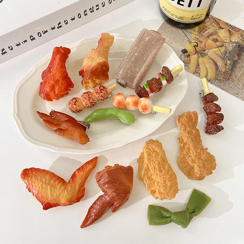 Chicken Leg Hairpin Side Clip Simulation Food Funny Barrettes Fried Barbecue Hairpin For Women Creative Hair Accessories