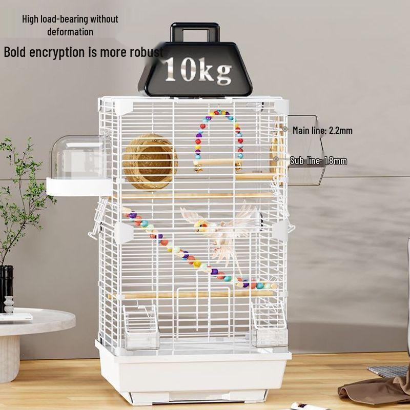 Deluxe Horizontal Wire Parrot Cage for Budgerigars - Anti-Splash Design