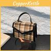 Stylish Pu Plaid Tote Bag For Women In Black Gray Red Brown Green With Chic Design