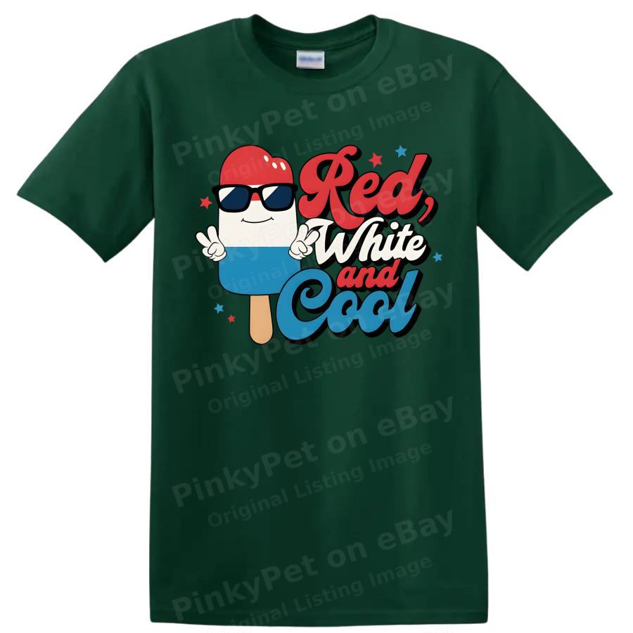 Red White and Cool Popsicle T Shirt Summer Fun Tee for Kids and Adults