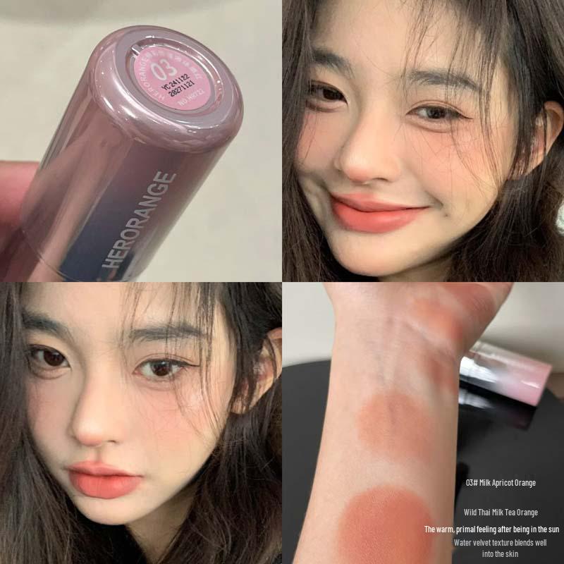 HERORANGE Korean Matte Liquid Blush - Natural, Low-Saturation, Multi-use Cheek Color