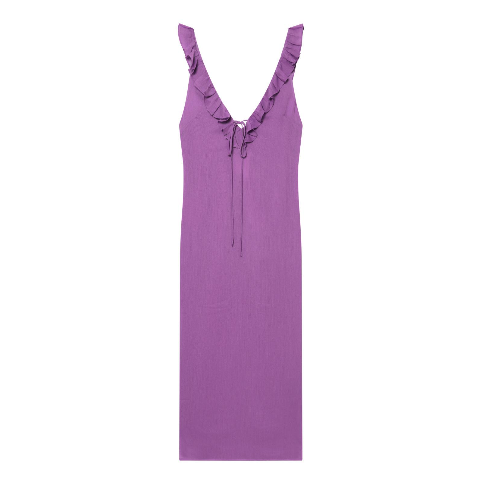 European and American style new women s fashion, chic classic ruffled pleated dress 1338729 XS фиолетовый