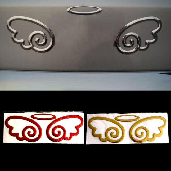 Car Styling Lovely 3D Angel Wings Sticker Vehicle Body Logo Decal Decoration