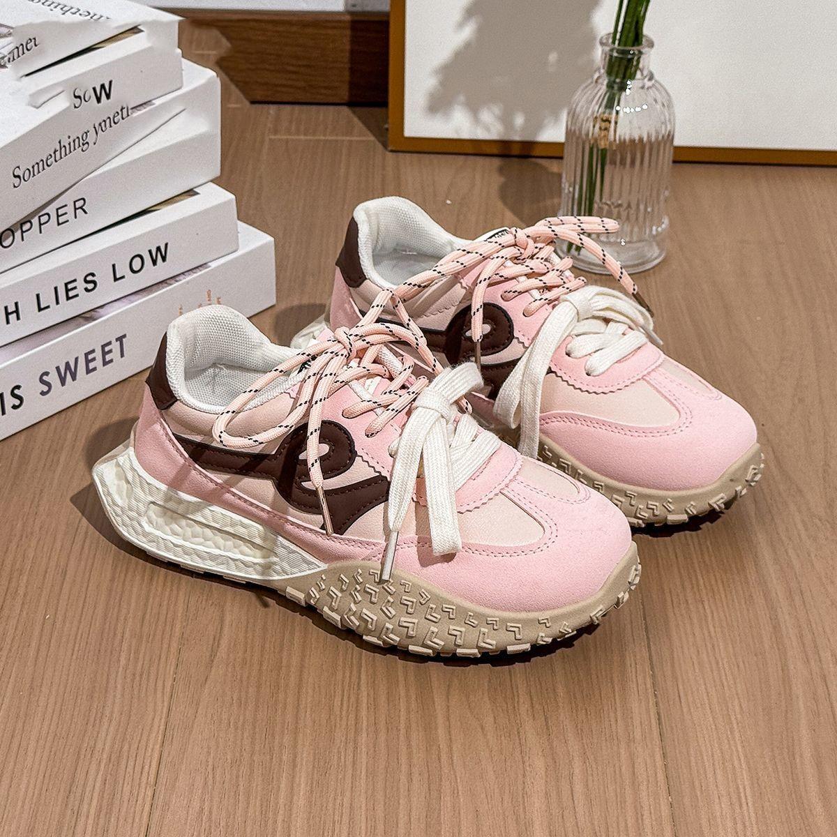 

Наступая на дерьмо, обувь Форрест Гамп, женская, весна 2025 года, универсальная, ретро, спортивная, универсальная, повседневная, увеличивающая рост, обувь на платформе, женская 40 розовый