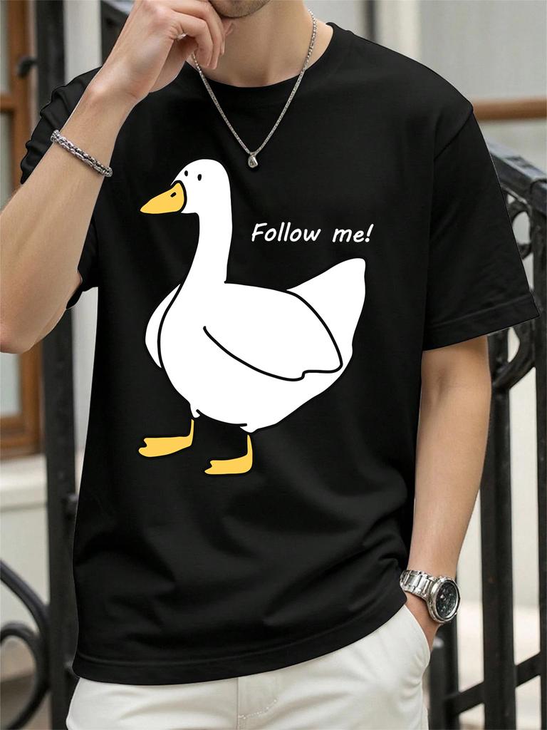 Follow The Goose Printing TShirt Women Cotton Summer Tops Comfortable Loose ONeck Short Sleeve T Shirts Casual Womans Clothes