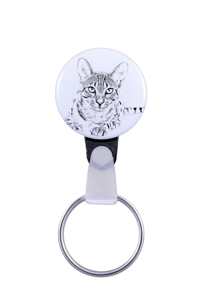 Egyptian Mau Cat - Handmade Keychain with a Cat Portrait, Purse Charm, Product of the Art-Dog Brand.