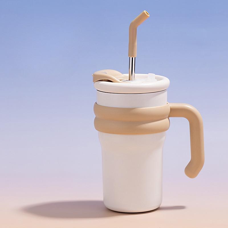 500ML Insulated Cup Cold and Hot Coffee Tumbler with Handle Lid Straw 316 Stainless Steel Water Bottle Vacuum Thermos Cup