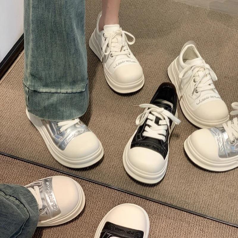 Fashion Korean Casual Platform Shoes Women's 2025 New Retro Fashion Versatile Thick-soled Lightweight Breathable Board Shoes Zapatillas