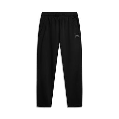 Li Ning Sports Lifestyle Series Solid Color Mid Waist Versatile Breathable Straight Leg Casual Pants Men Bottoms Black AKLVB21-1