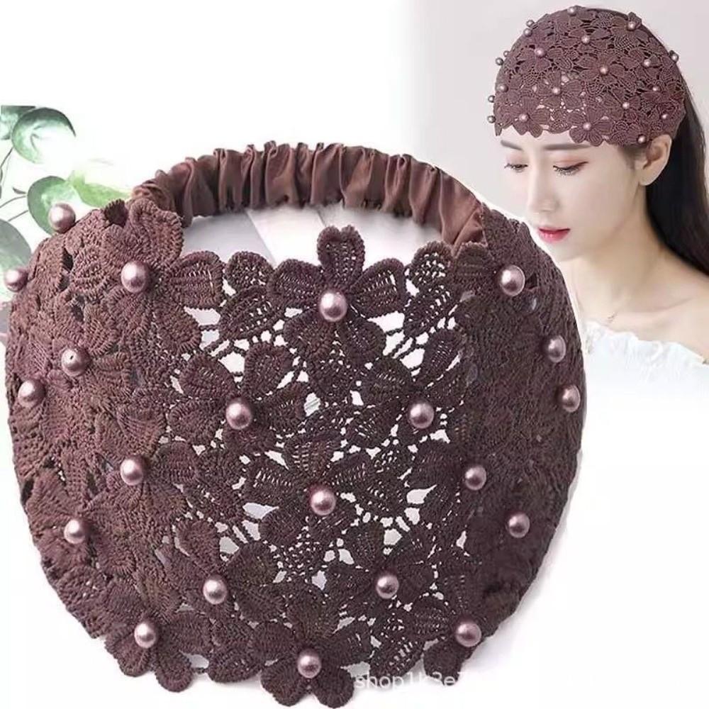 Non-slip Wide Hair Bands Hollow Hair Hoop Fashion Pearl Headband  for Women