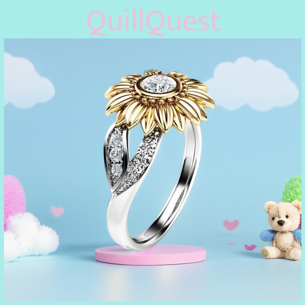 Bague Tournesol Exquise Plaqué Or Avec Zircon Coloré Pour Femmes Bijoux Élégants