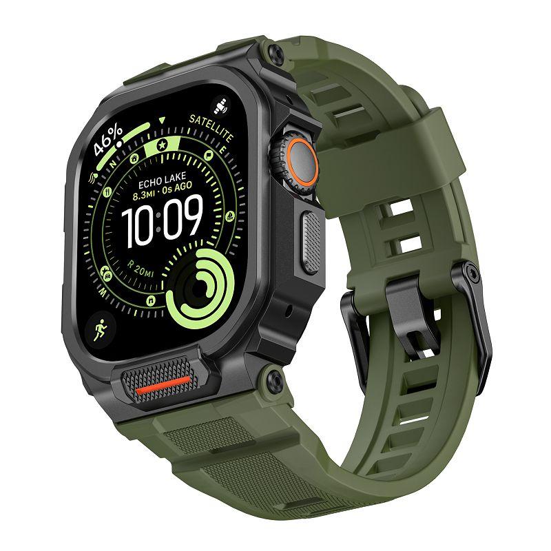Rugged Integration Band with Case for Apple Watch 46mm 49mm Sport Silicone Strap with Metal Bumper Covers for iWatch 46 49mm