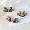 Japan and Korea Light Luxury Dopamine Crystal Love Stud Earrings, Unique Design Earrings, Korean Fashion Versatile Earrings