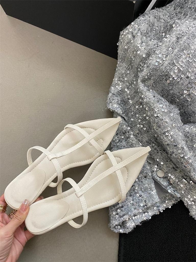 Niche Pointed Cool Slippers Women's Summer Slope Heel Open-toed Beach Shoes Hollow Shoes