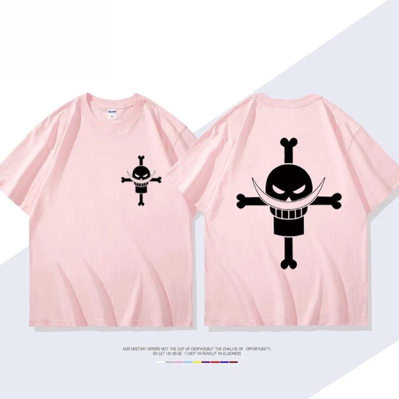 ONE PIECE Derivados de Animação Barba Branca Edward·Newgate Camiseta de Manga Curta Estampada Moda Masculina Feminina Top Solto de Algodão