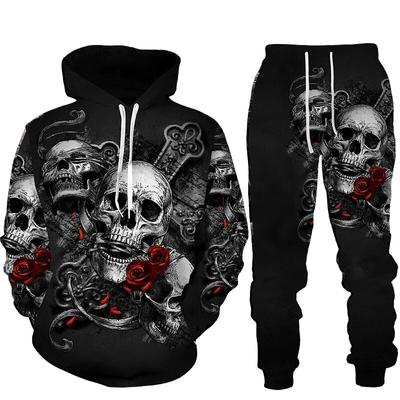 Set Trening Bărbați Hanorace cu Glugă Grafic Craniu 2 Piese Imprimeu 3D Îmbrăcăminte Sport Casual Basic Streetwear Y2k Topuri Tricouri Nou