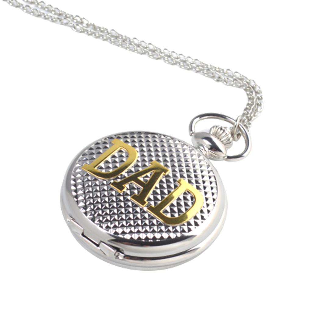 Vintage Bronze Carving DAD Fashion Quartz Pocket Watch Give Father Best Pendant Gift Collection Artwork