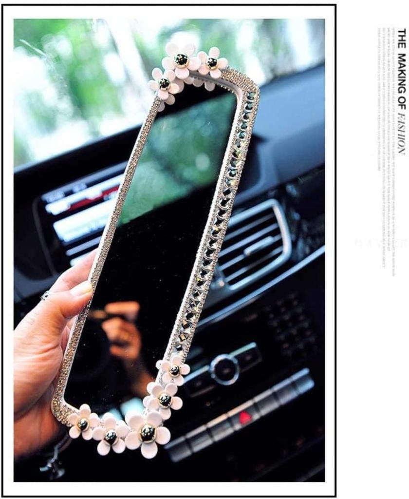 Luxury Car Rearview Mirror, Interior Rearview Mirror, Easy to Dress Up, Stylish Interior Mirror, Makes a Great Gift (Daisy)