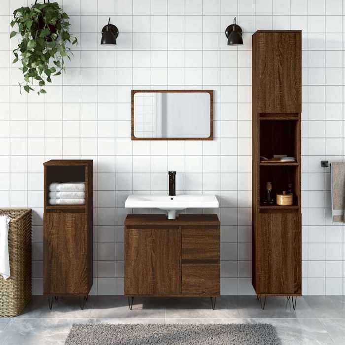 VidaXL Bathroom Cabinet Brown Oak 65x33x60 Cm Engineered Wood 831611
