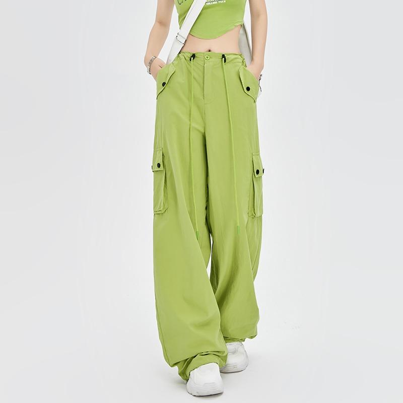 Fashion Casual Wide-leg Cargo Pants for Women Female Elegant High-waisted Long Pants Overalls 2026 New Loose Spring and Summer Simple Trousers 2395
