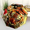 1pc Tiger Flowers Automatic Folding Umbrella Automatic Open/Close, 8-Rib Durable Frame, Compact Travel Umbrella Suitable024