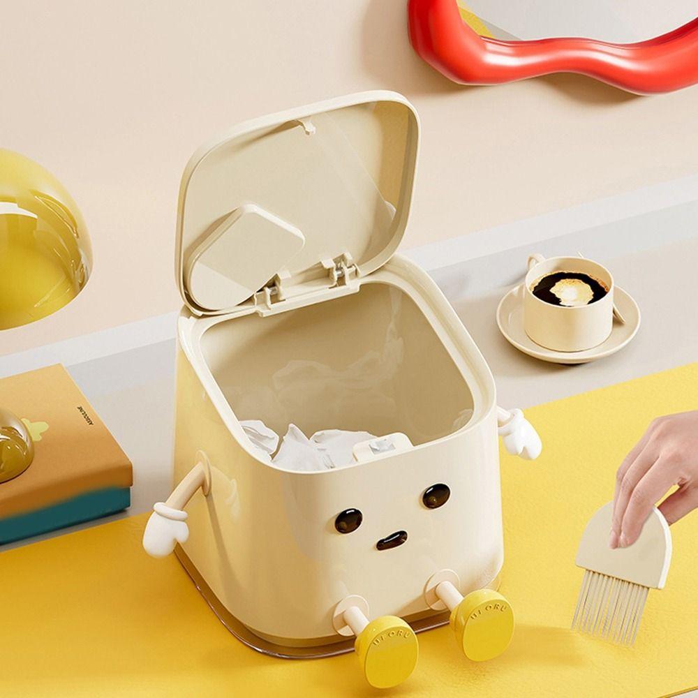 Cartoon Desktop Trash Can Plastic Small Storage Bucket Multi-functional Mini Waste Bins  Countertop