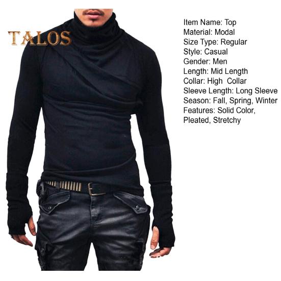 Frühlings- und Herbstoberteil für Herren mit Nackenschutz, hoher Kragen, schmale Passform, dehnbar, plissiert, lange Ärmel, Pullover-Sweatshirt für den Heimsport, Fitnessstudio, Straßenkleidung