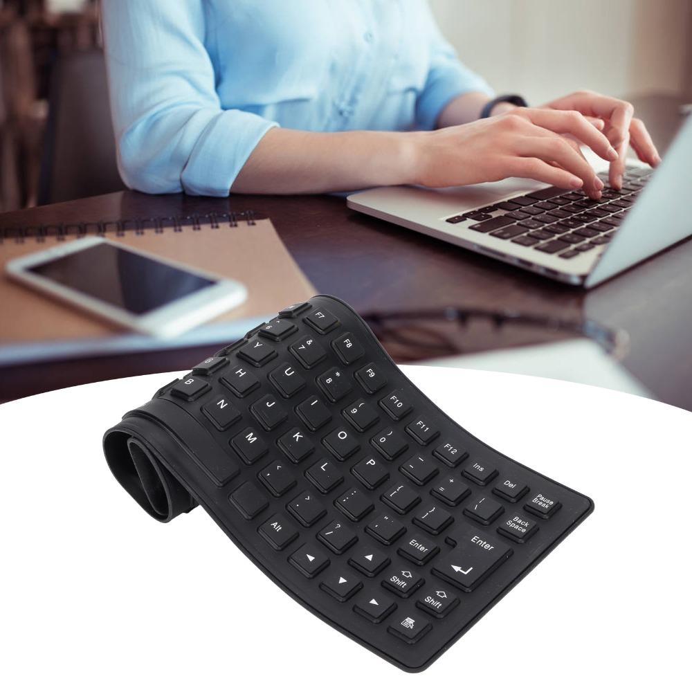 85 Keys USB Wired Keyboard Silent Keys Foldable Keyboard Portable Silicone Keyboard  Home