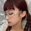 Y2K Rhinestone Vintage Eyeglasses Women Oversized Metal Frame Clear Lens Gold Optical Spectacle Unisex