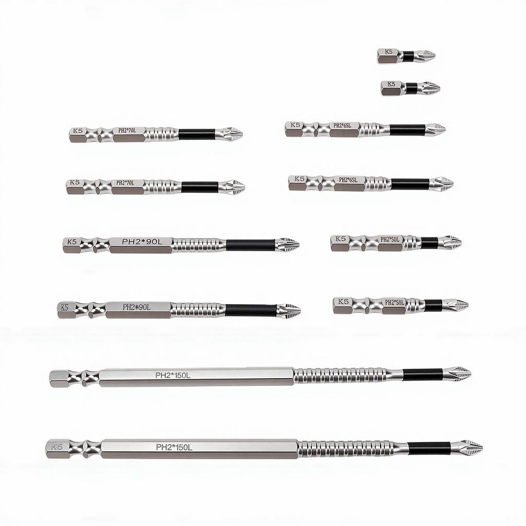 High Magnetic Screwdriver Drill Bits Set 25mm 50mm 65mm 70mm 90mm 150mm Anti Slip Magnetic Electric Screwdriver Bits Set