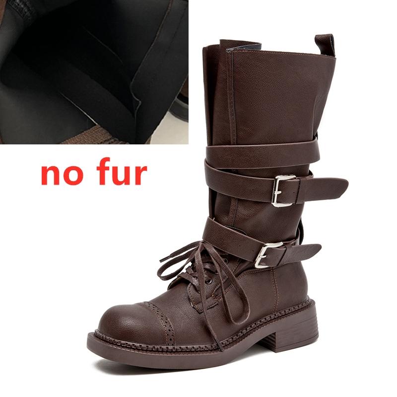 Модные ковбойские сапоги AIYUQI для женщин новинка 2025 года мотоциклетные сапоги с высоким голенищем женские модные сапоги для верховой езды на блочном каблуке 43 7980₽