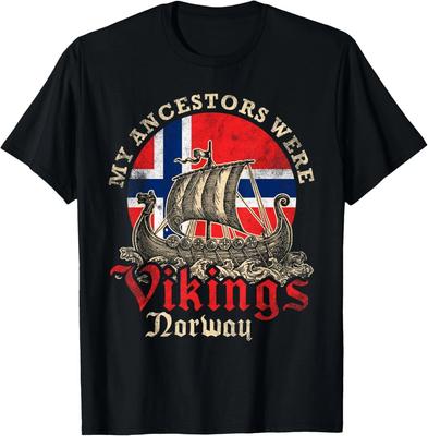 Norwegisches Norwegen Wikingerschiff Flagge T-Shirt Geschenk Unisex T-Shirt