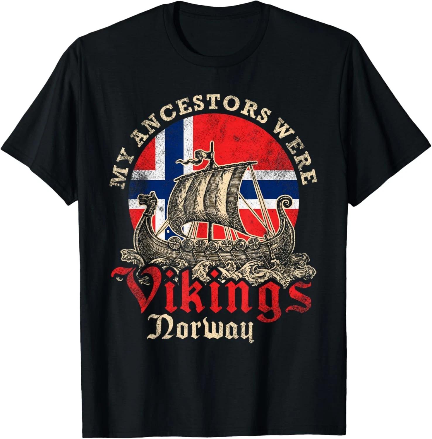 Norwegian Norway Viking Ship Flag Tee Gift Unisex T-Shirt 3XL