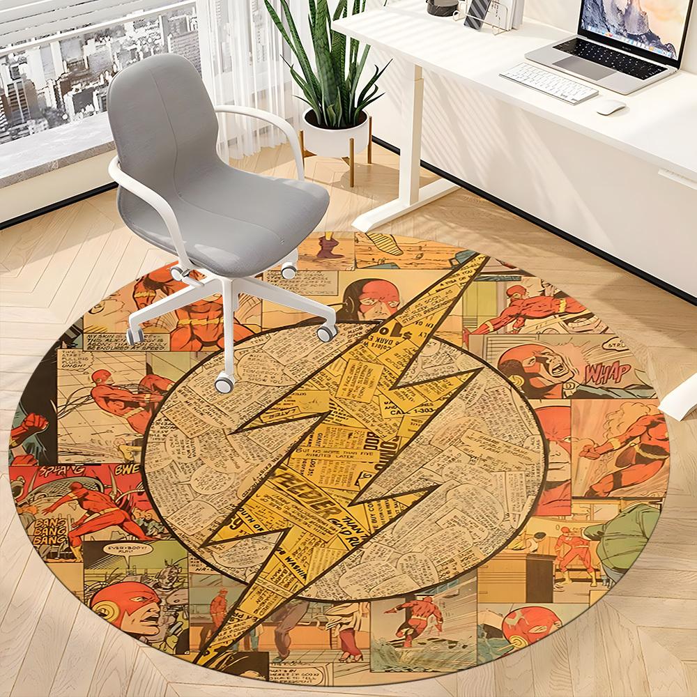 1pc Flash Comics Office Round Area Rug, Under Office Chairs Bedroom Living Room Home Decor, Room Deco, Available in Various Sizes