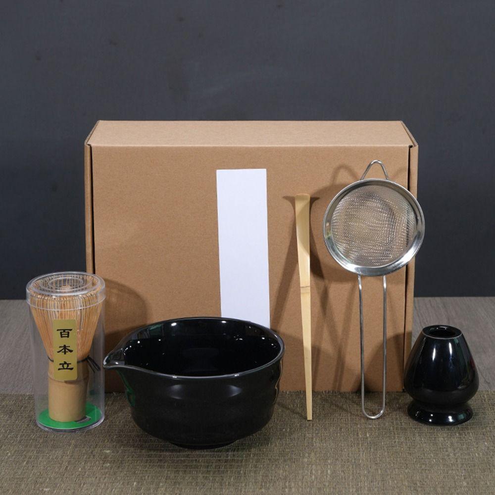 5 ks s nálevkou Súprava na šľahanie matcha Bambusová Keramická Japonská Chasen Nová Šľahacia metlička na zelený čaj Miešanie